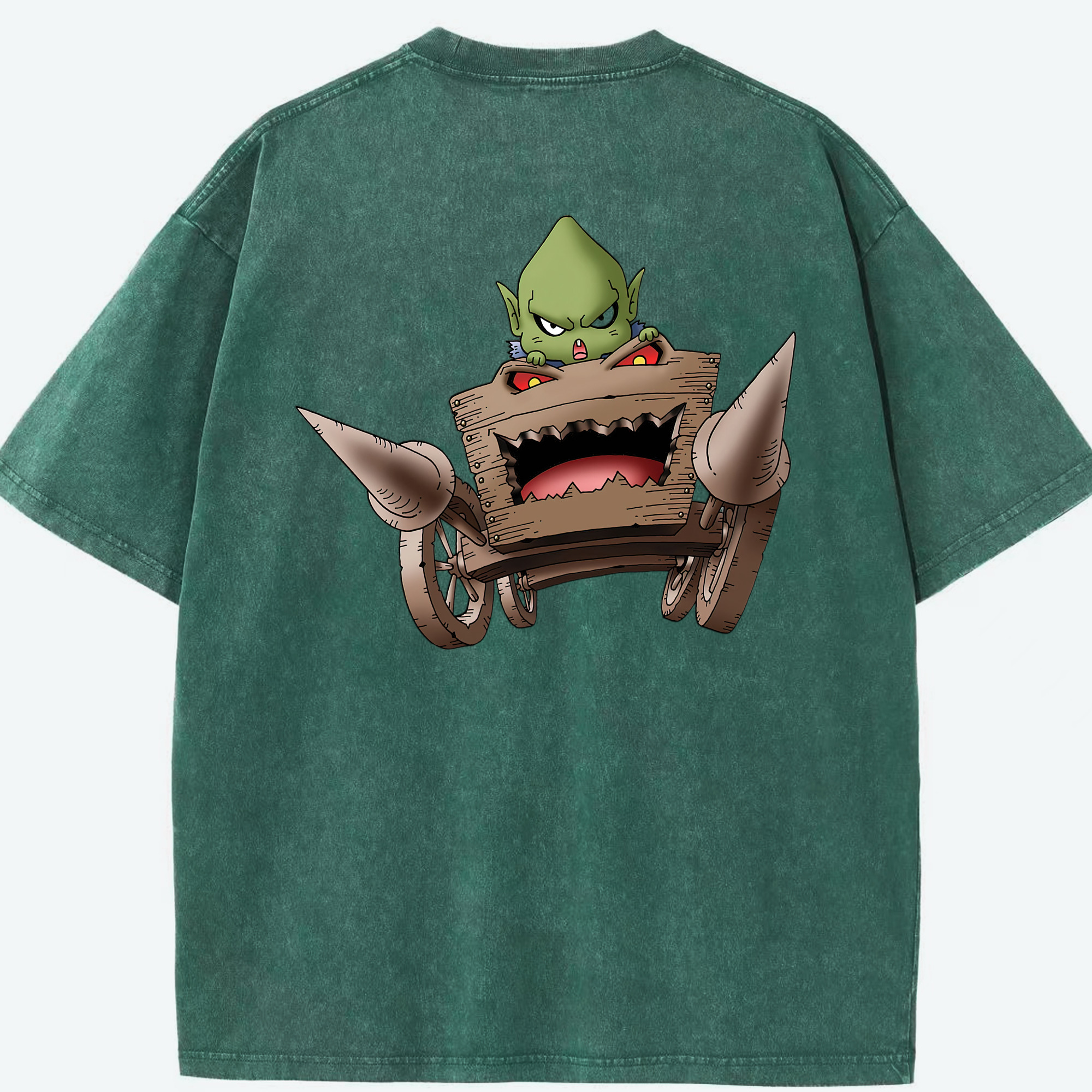 （画像用） ドラゴンクエスト Doragon Kuesuto Dragon Quest 綿100% ヴィンテージ風 半袖Tシャツ（背面プリント）